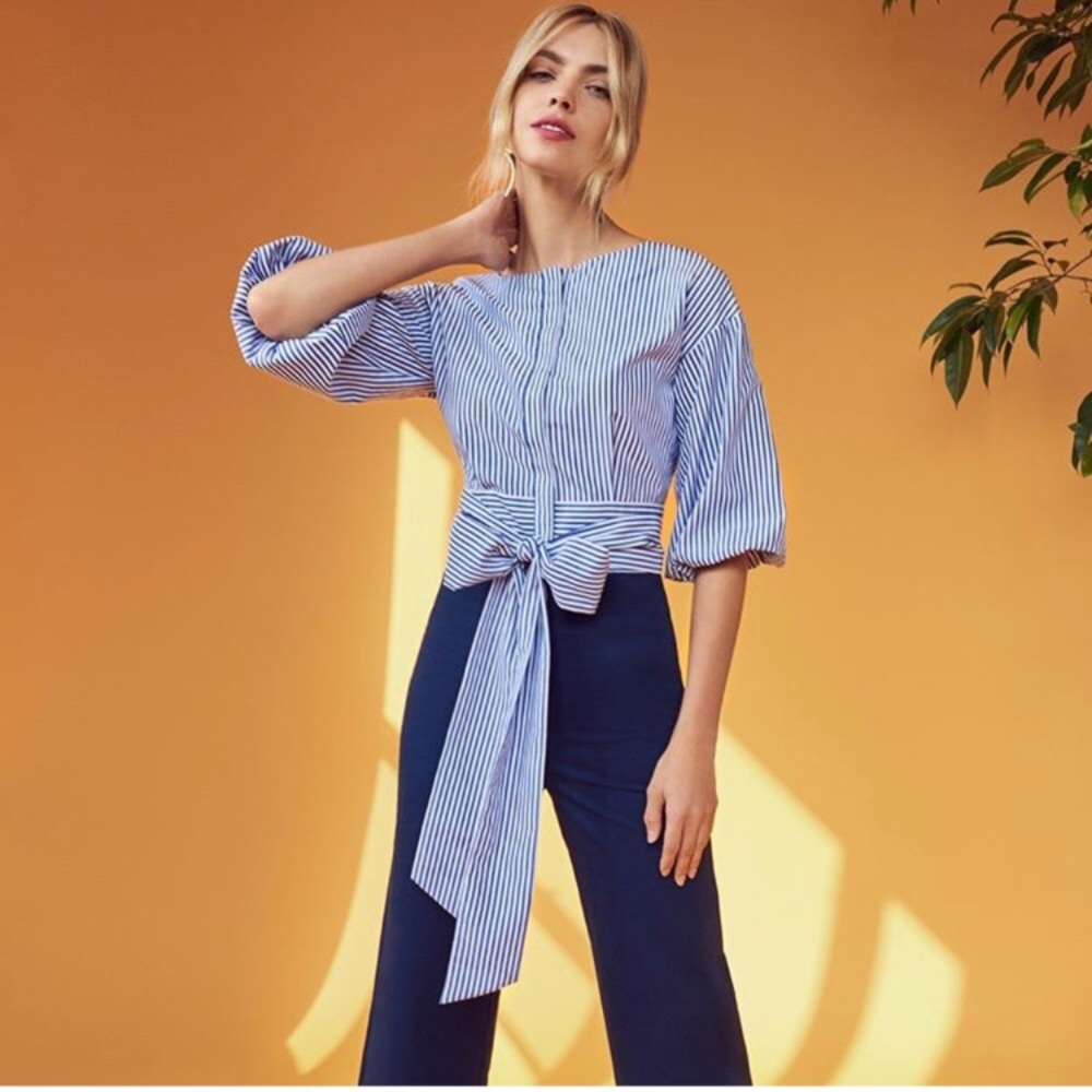 ❣️SOLD❣️J.O.A Blue Striped Blouse